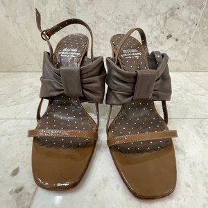 MOSCHINO {38.5} Shoe Sling Back Block Heel Sandal Brown
